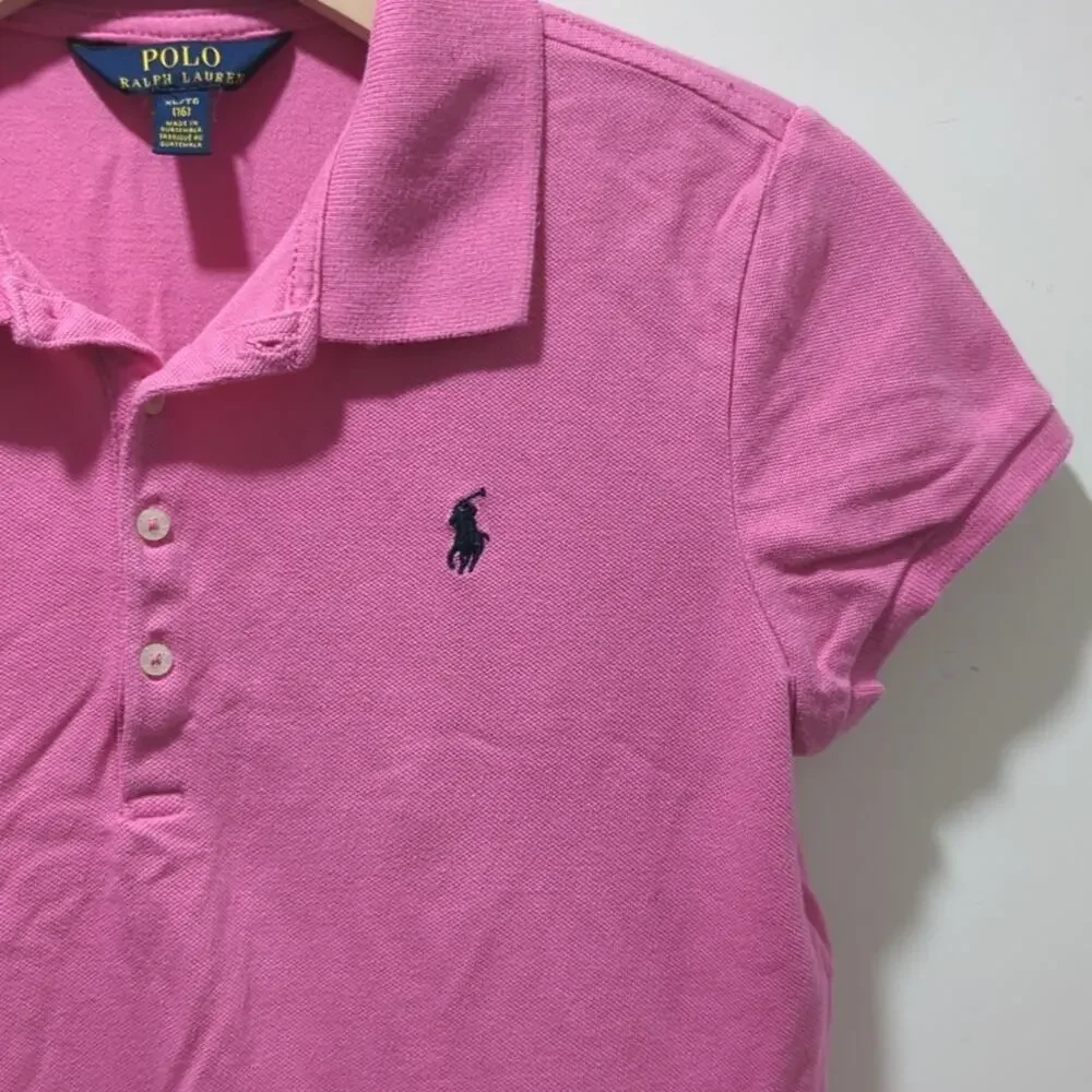 Polo Ralph Lauren Childrenswear Girl's Stretch Cotton Pink Polo Dress Size XL